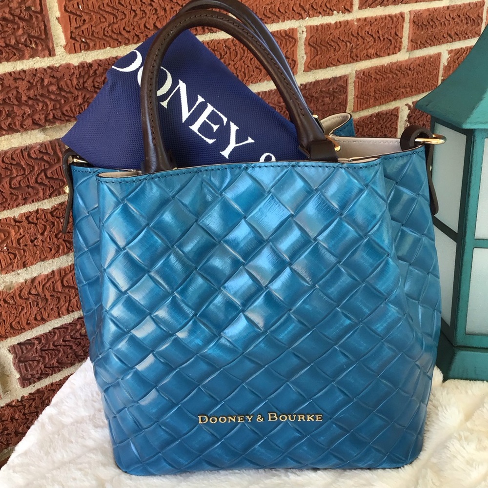 Dooney woven Barlow satchel basket weave embossed leather